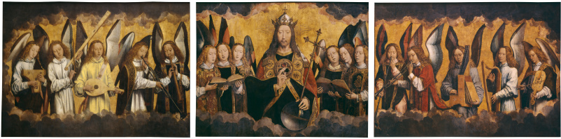 Ганс Мемлинг. Христос с поющими и музицирующими ангелами. Триптих