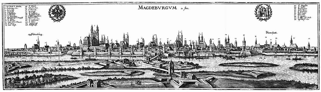 Маттеус Мериан Старший. Магдебург, вид с востока