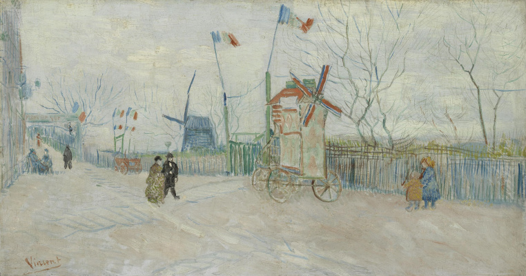 Винсент Ван Гог. Уличная сцена на Монмартре, мельница в Пуавре