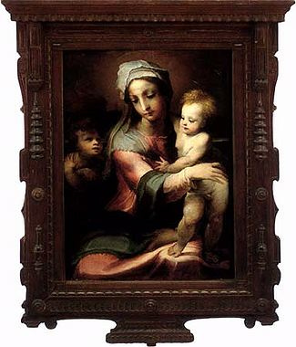 Доменико Беккафуми. Мадонна с младенцем и Иоанном Крестителем