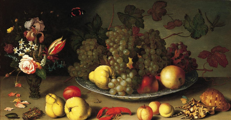 Балтазар ван дер Аст. Натюрморт с фруктами и цветами в вазе