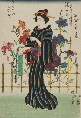 Утагава Хиросигэ. В саду с лилиями