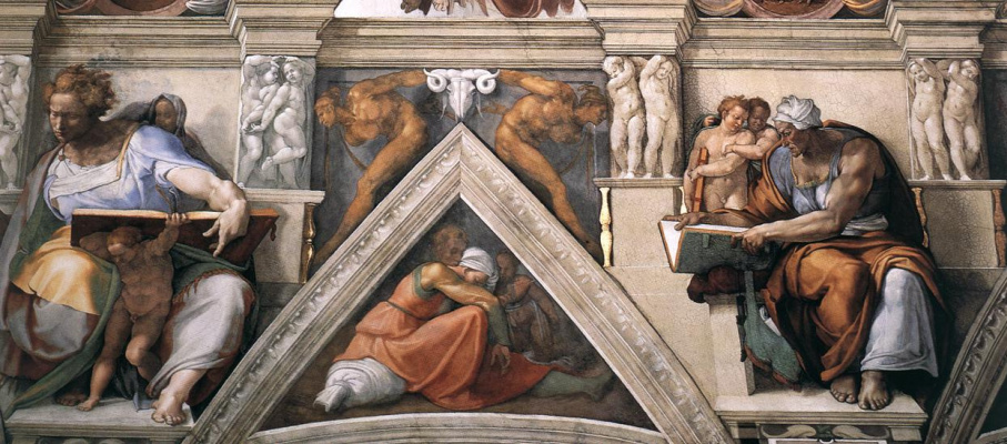 Микеланджело Буонарроти. Потолок Сикстинской капеллы. Фрагмент