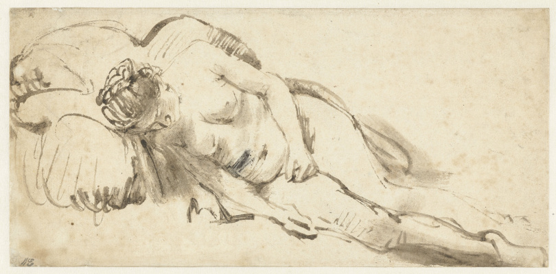 Рембрандт Харменс ван Рейн. Спящая обнаженная натурщица