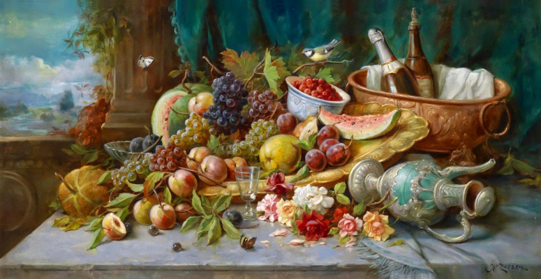 Ханс Зацка. Большой натюрморт с фруктами.