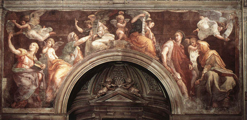 Рафаэль Санти. Сибиллы и Пророки. Фреска церкви Санта-Мария делла Паче, Рим. Фрагмент: Сибиллы