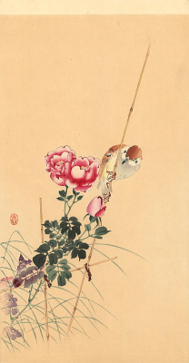 Охара Косон. Розовые цветы