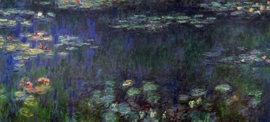 Клод Моне. Водяные лилии, зеленое отражение (левая половина)