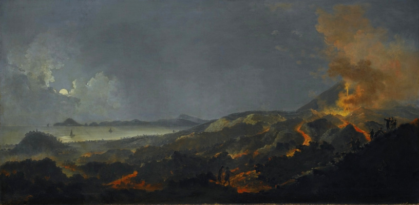 Пьер-Жак Волер. Ночной пейзаж с извержением вулкана.