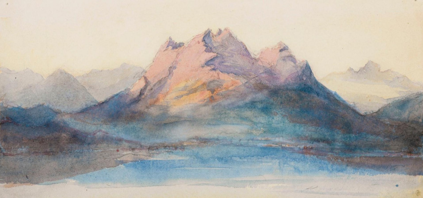 Джон Рёскин. Вид на гору Пилатус с озера Люцерн, Швейцария