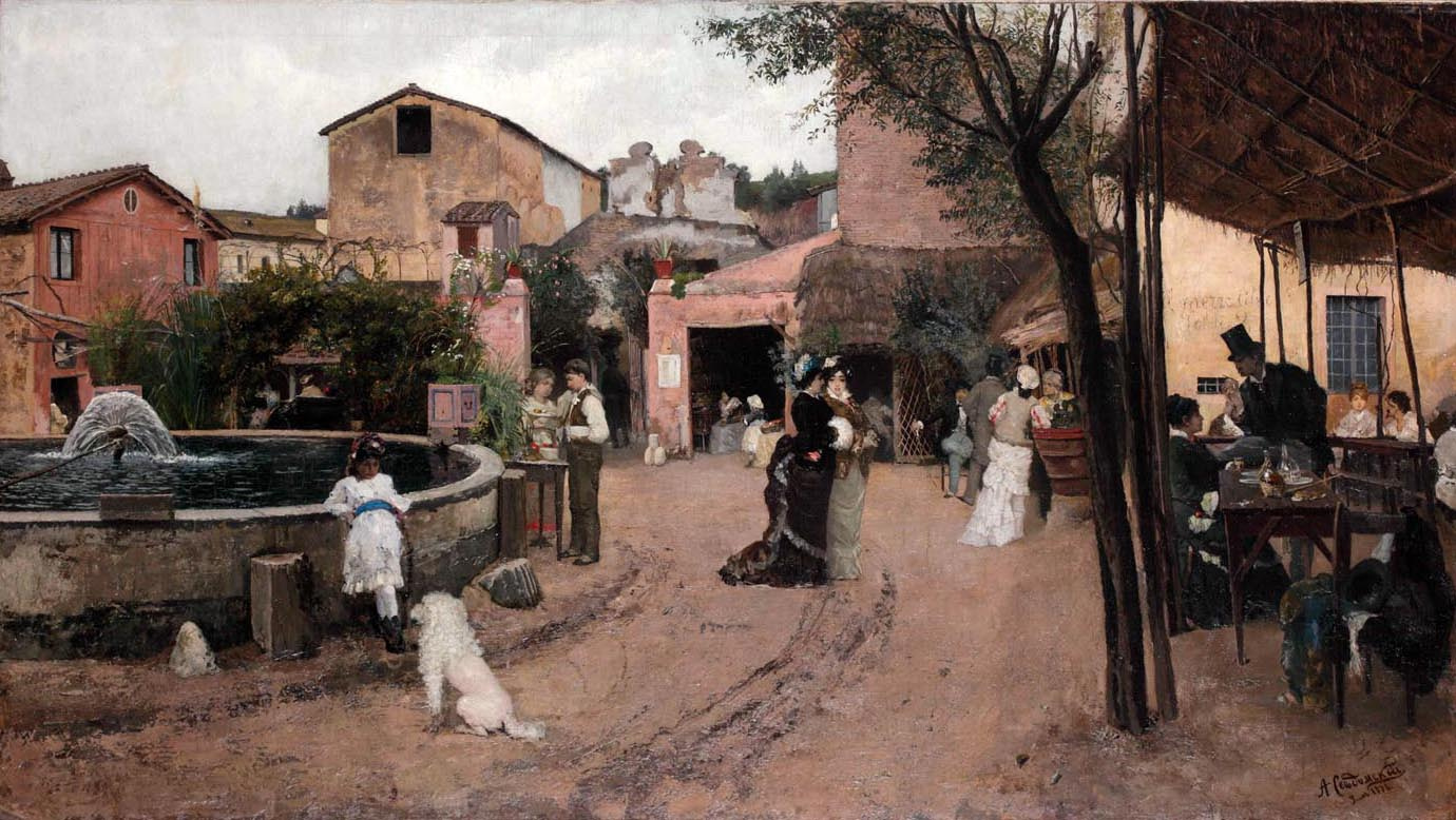 "На дворе гостиницы в Риме", 1878 г. Пермская государственная художественная галерея