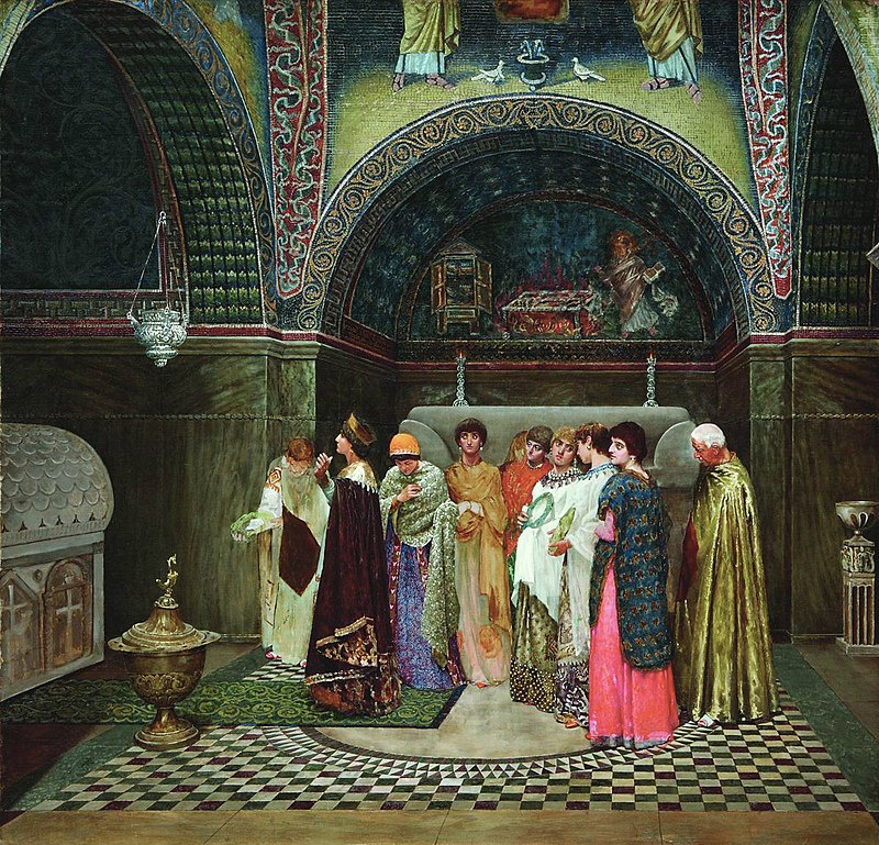 Василий Смирнов, «Утренний выход византийской царицы к гробницам своих предков», 1889 — 1890 годы
