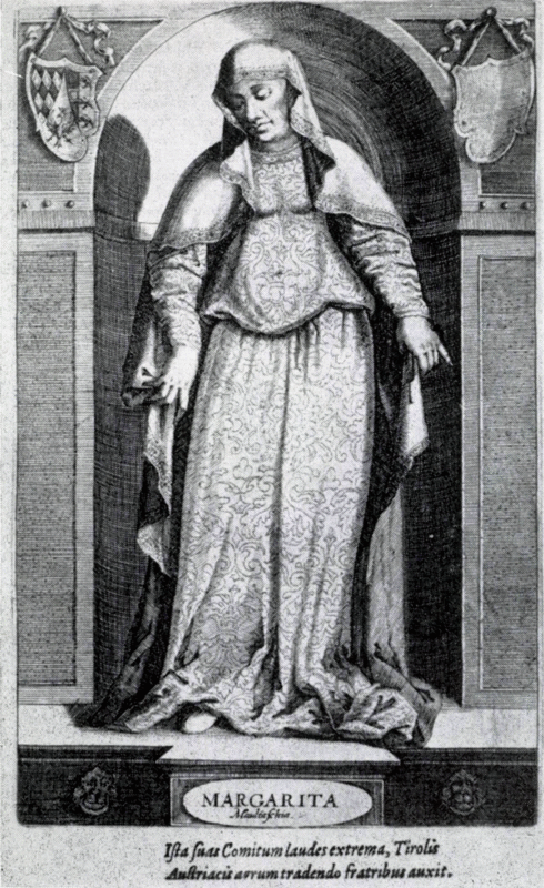 Портрет Маргариты Маульташ работы Доминика Кустоса (1599 год, гравюра на меди)