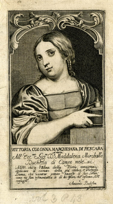 Поясной портрет Виттории Колонны по произведению Себастьяно дель Пьомбо. Иллюстрация к книге, печать