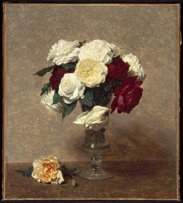 «Розы в стеклянной вазе» (1890) Анри Фантен-Латура от Музея изящных искусств Бостона - Гарвардскому 
