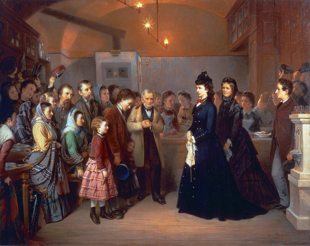 Август Генрих Мансфельд. Визит императрицы Елизаветы на народную кухню в 1875 году