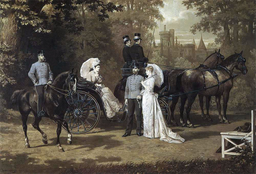 Карл Швенингер старший. Франц Иосиф и Елизавета с наследным принцем Рудольфом и его женой Стефанией 