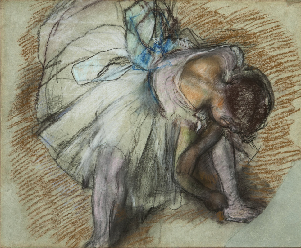 Эдгар Дега. Сидящая балерина, завязывающая ленты балетных туфель