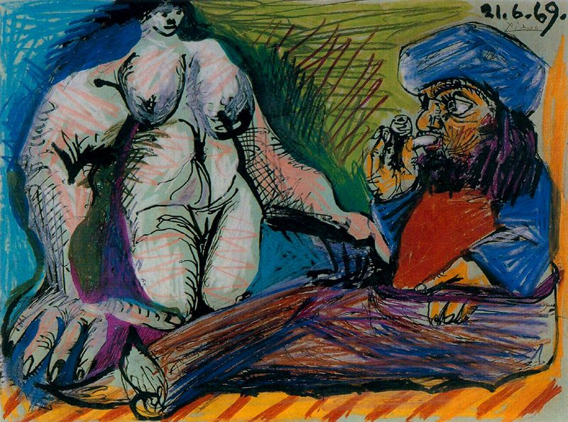 Пабло Пикассо. Курильщик и обнаженная женщина