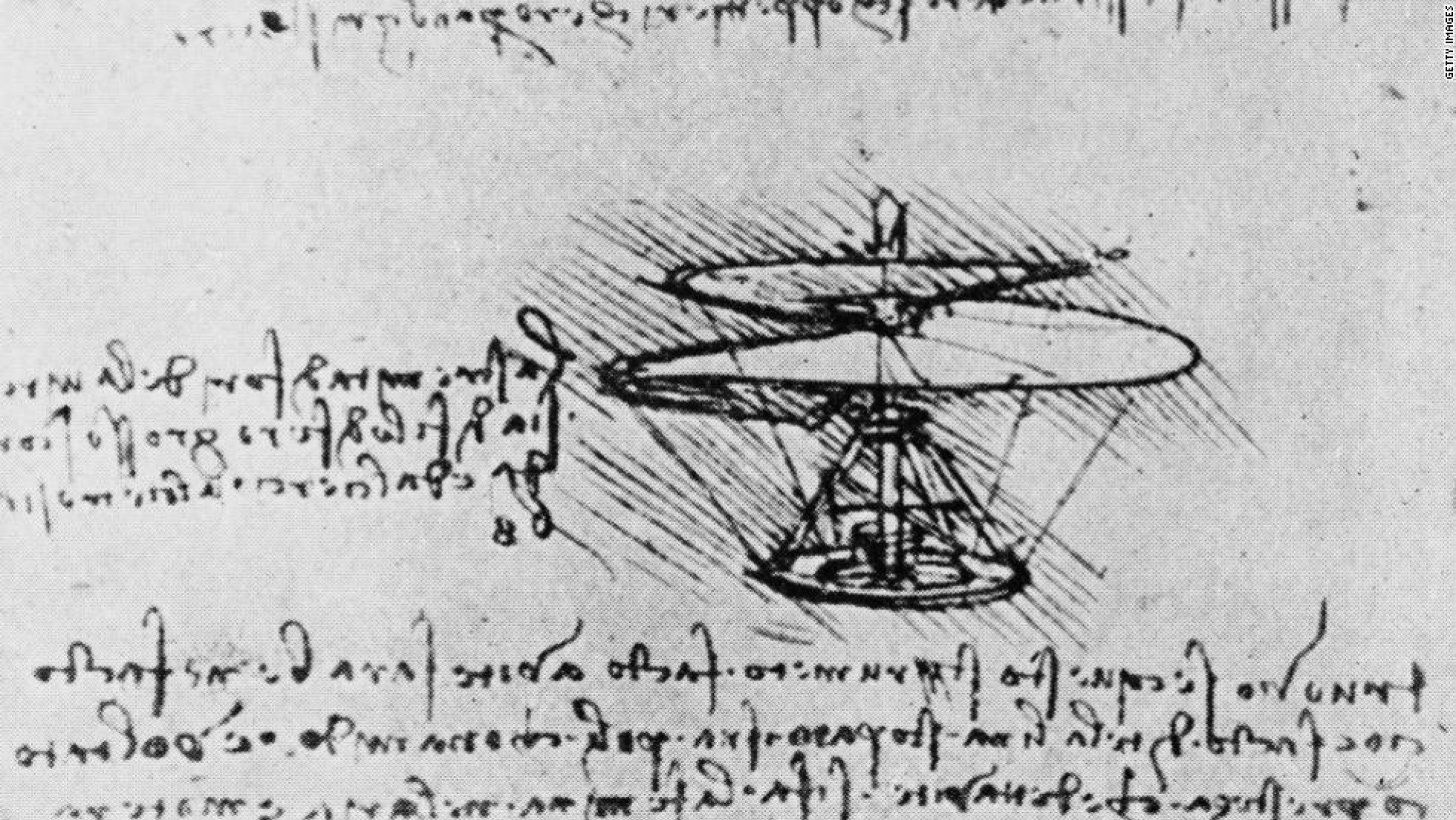 The drawing of the helicopter