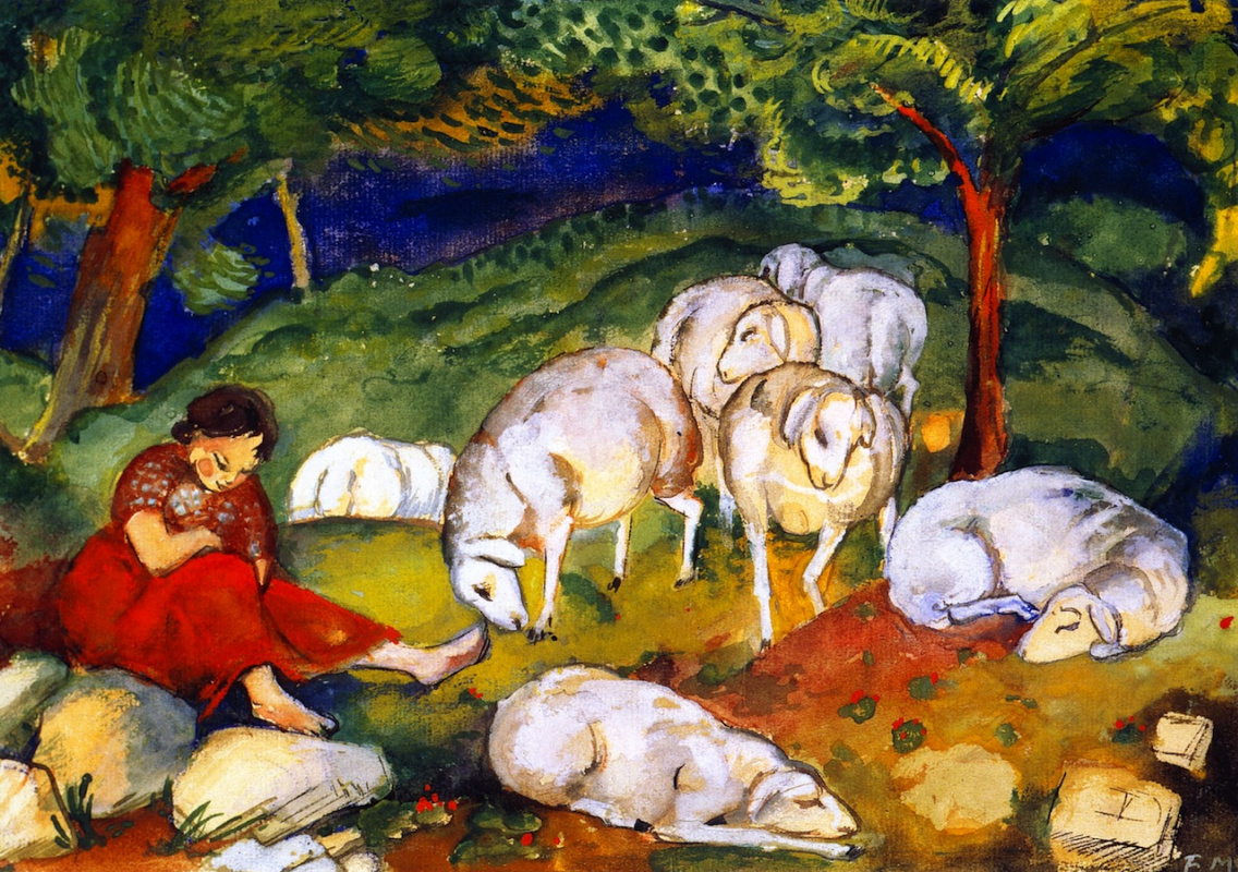 Франц Марк. Пастушка с овцами