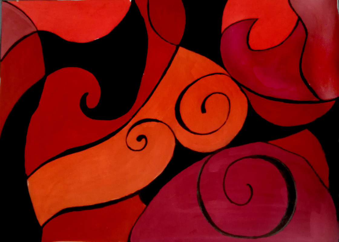 Полина. Абстрактная композиция в красно-оранжевых тонах