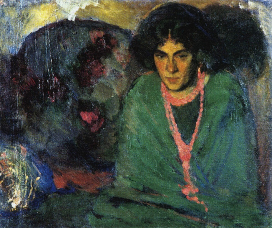 Борис Израилевич Анисфельд. Дама в зеленом. 1910-е.