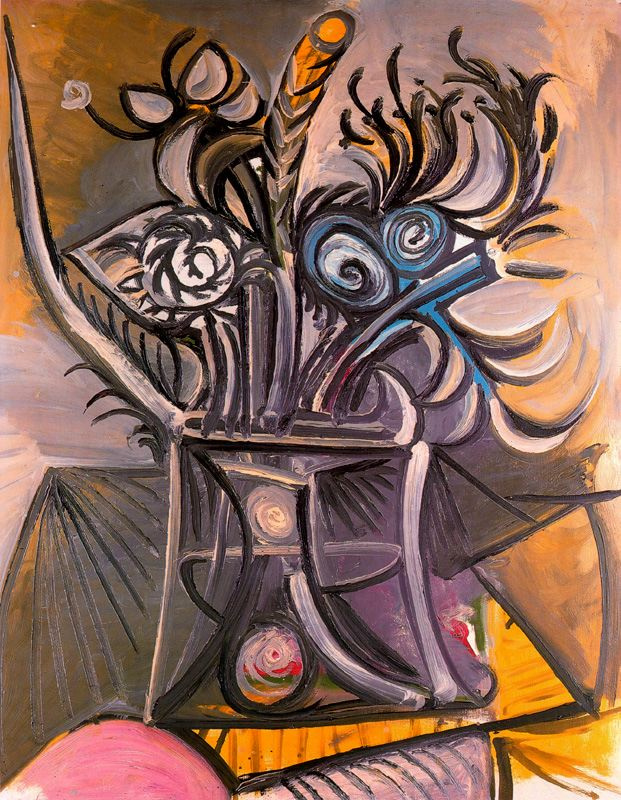 Пабло Пикассо. Ваза с цветами на столе