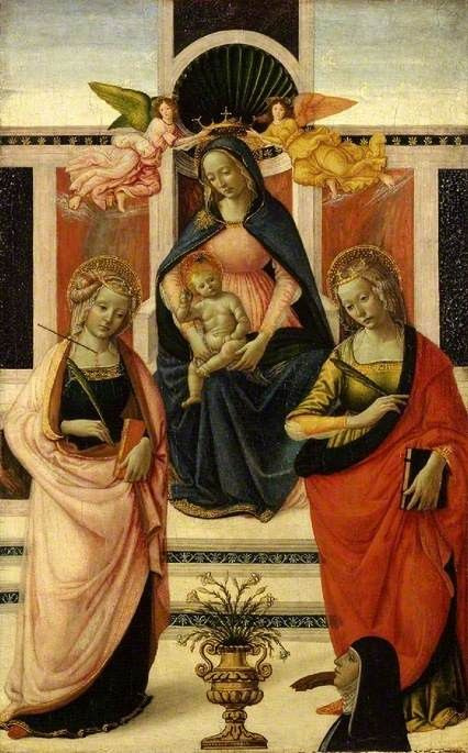 Давид Гирландайо. Мадонна с младенцем на троне между Святой Урсулой и Святой Екатериной