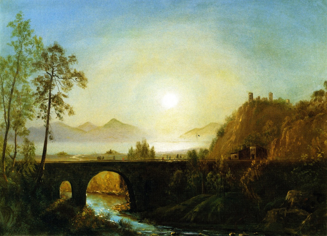 Альберт Бирштадт. Пейзаж с мостом через реку