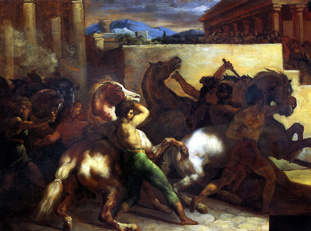 Теодор Жерико. Бег свободных лошадей в Риме (Мосса)