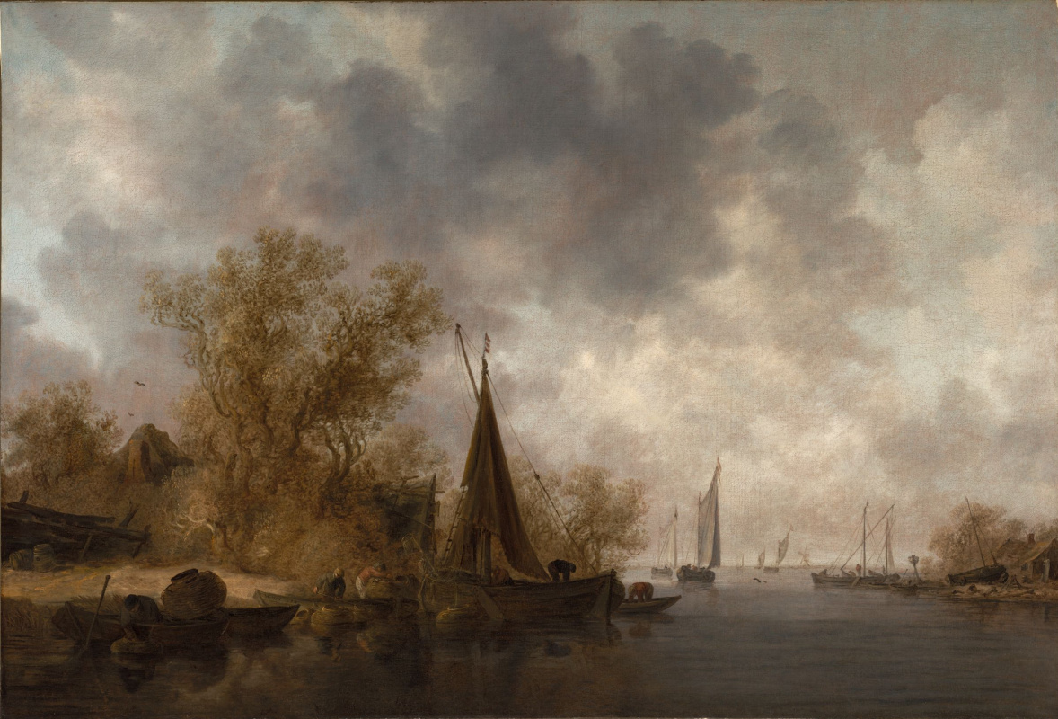 Ян ван Гойен. Речной пейзаж с рыбацкими лодками