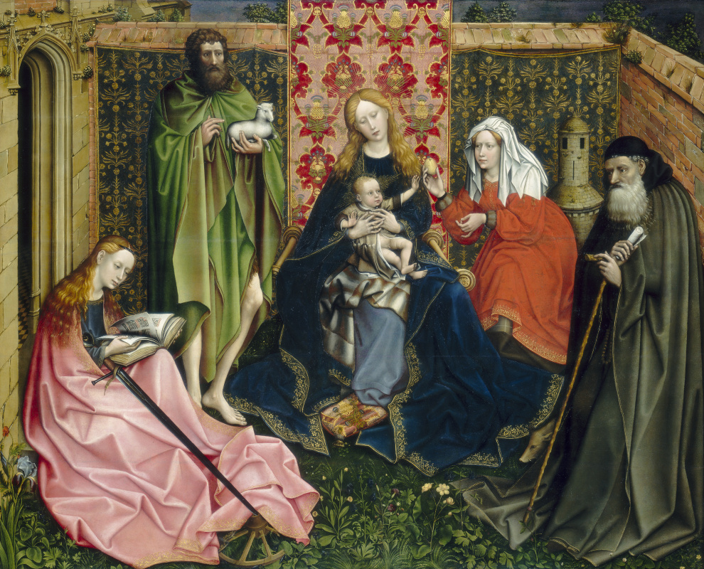 Робер Кампен. Богородица с ребенком и святыми в закрытом саду