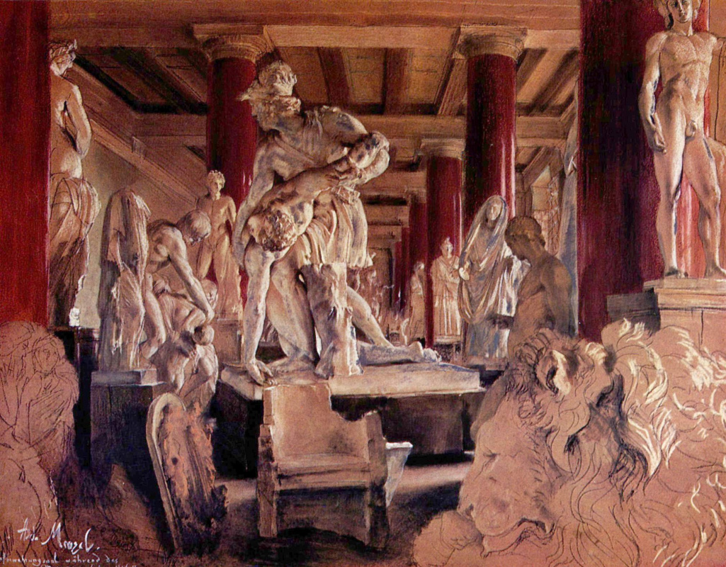 Адольф фон Менцель. Зал для хранения скульптуры во время перестройки музея