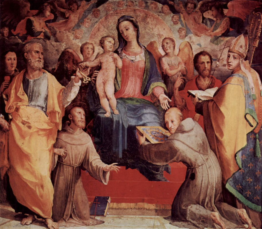 Доменико Беккафуми. Алтарь в капелле св. Бернардина в Сиене, центральная часть: Мадонна на троне