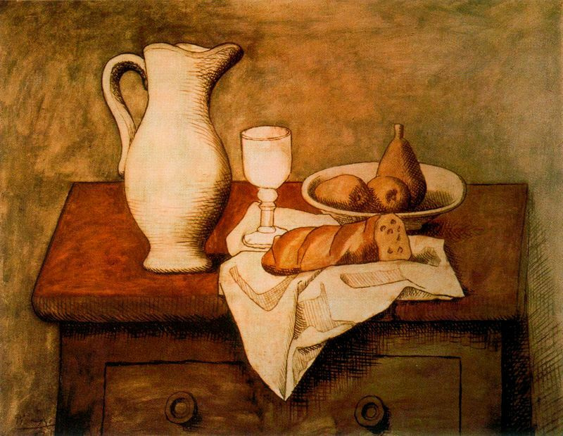 Пабло Пикассо. Натюрморт с кувшином и хлебом