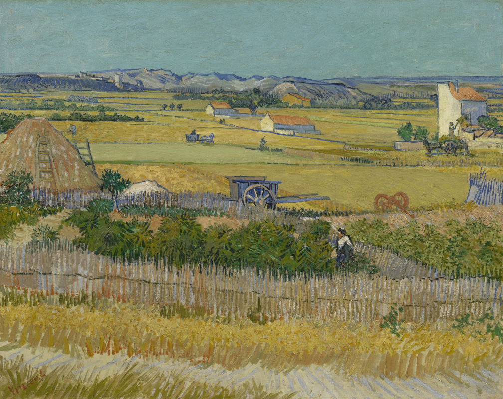 Винсент Ван Гог. Сбор урожая в Ла Кро с Монтмажор на заднем плане