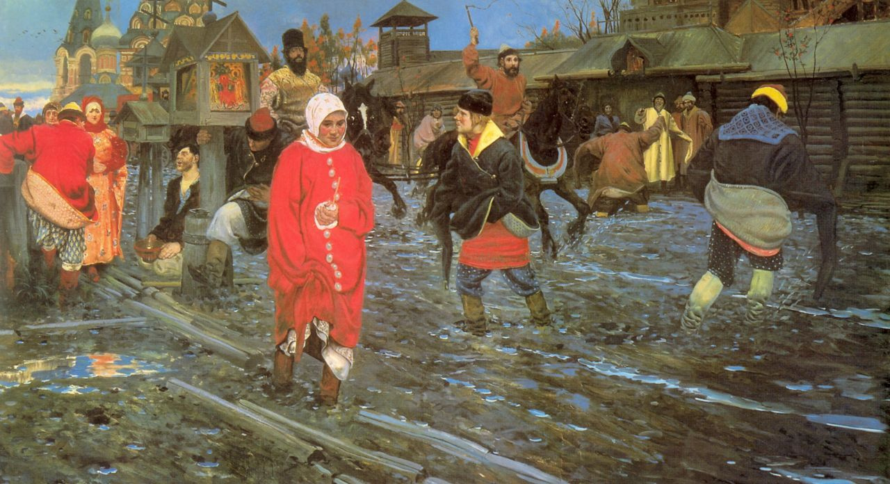 Андрей Петрович Рябушкин. Московская улица 17 века в праздничный день