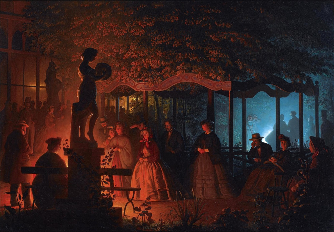 Петрус ван Шендель. Бенгальские огни в брюссельском парке Вокс-холл. 1864
