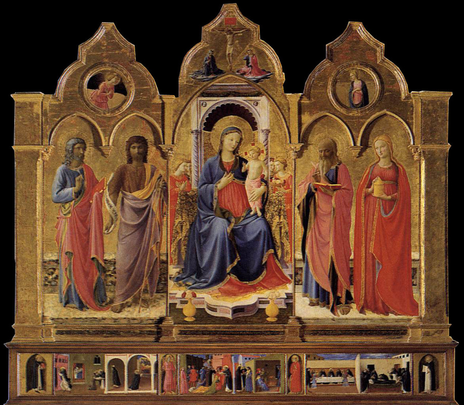 Кортонский триптих. Центральная панель: Мария с Младенцем и ангелами