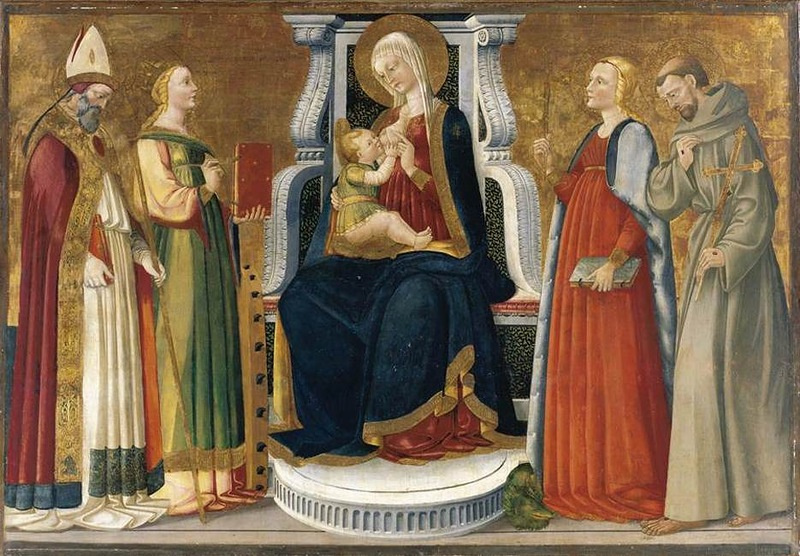 Нери ди Биччи. Мадонна и ребенок. Возведенный на престол со Святыми. вторая половина 15-го века