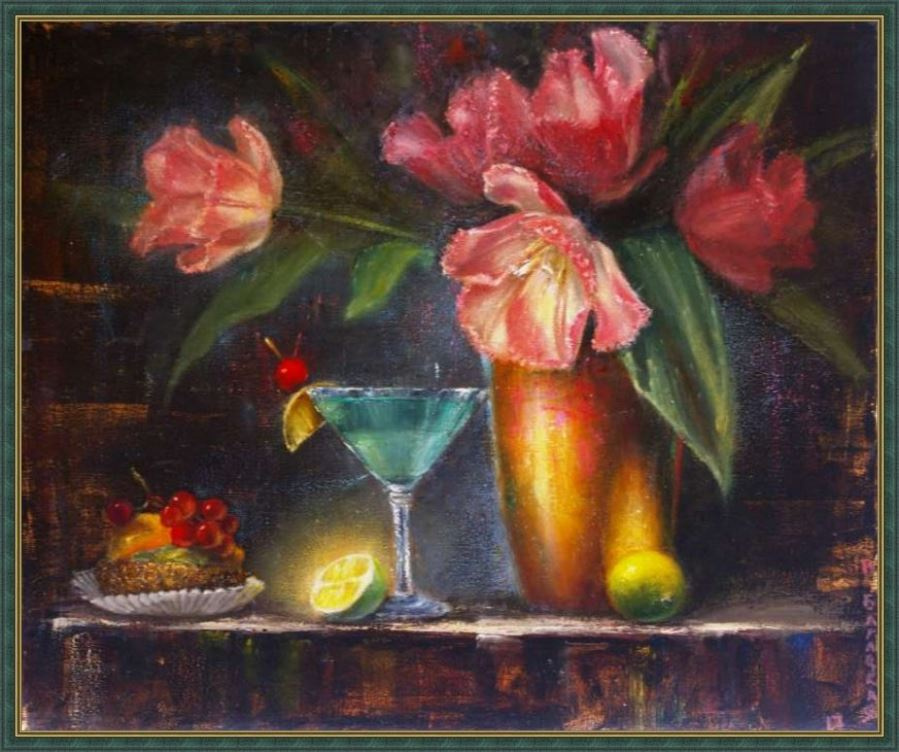 Still Life with Tulips and Cake