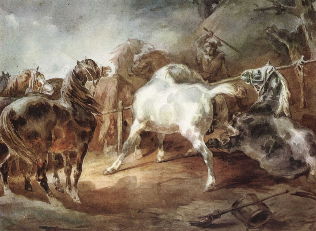 Теодор Жерико. Дерущиеся лошади