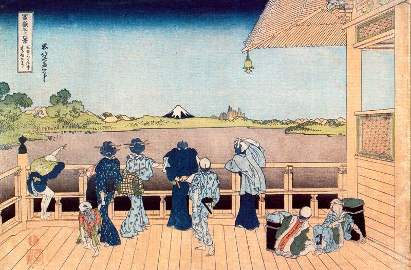 Кацусика Хокусай. Вид Эдо из храма Ракан-дзи в Хондзё