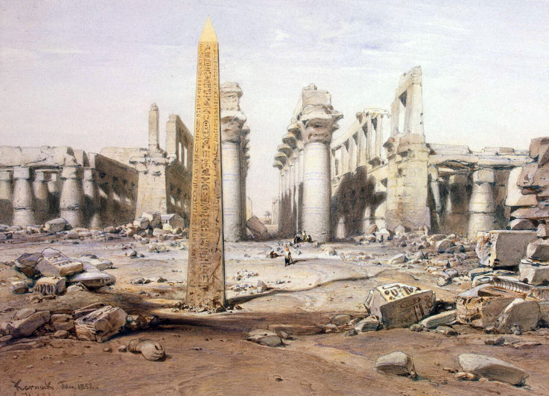 Эдуард Хильдебрандт. Вид руин Карнакского храма