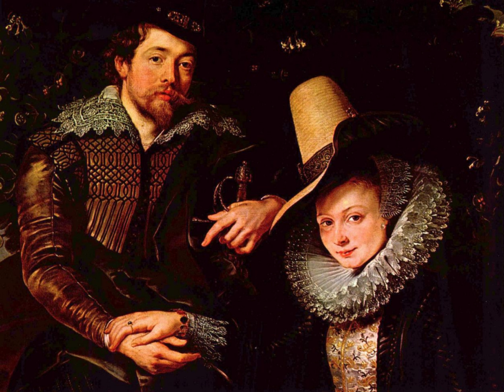 Питер Пауль Рубенс. Автопортрет с женой Изабеллой Брант на фоне жимолости, фрагмент
