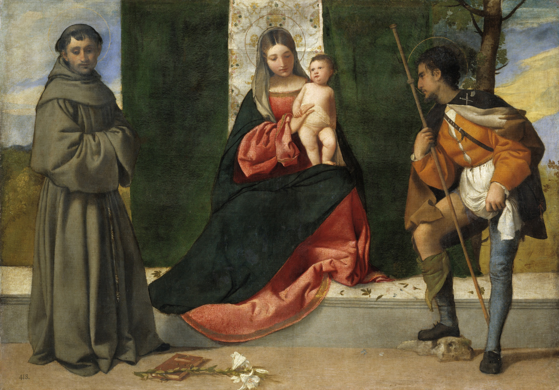 Джорджоне. Мадонна с младенцем, святым Антонием из Падуи и святым Рохом (соавторство с Тицианом)