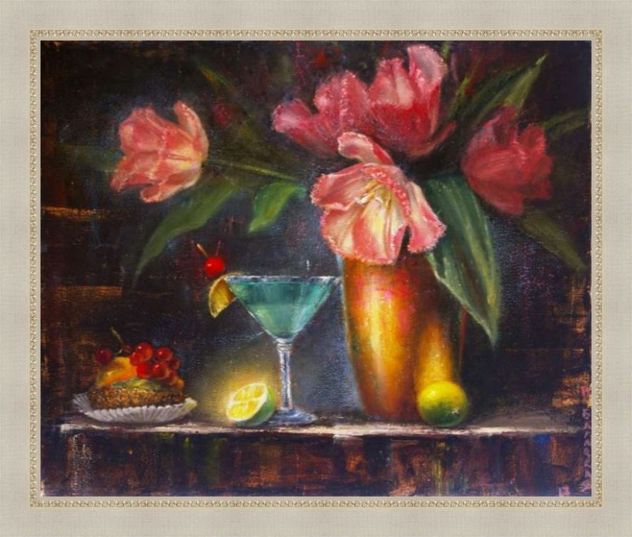 Still Life with Tulips and Cake