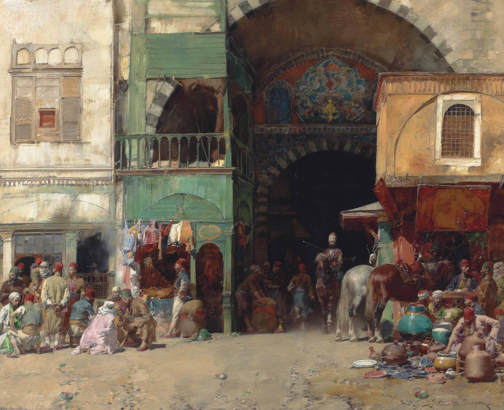 Альберто Пазини. Торговцы перед входом в базар, Константинополь