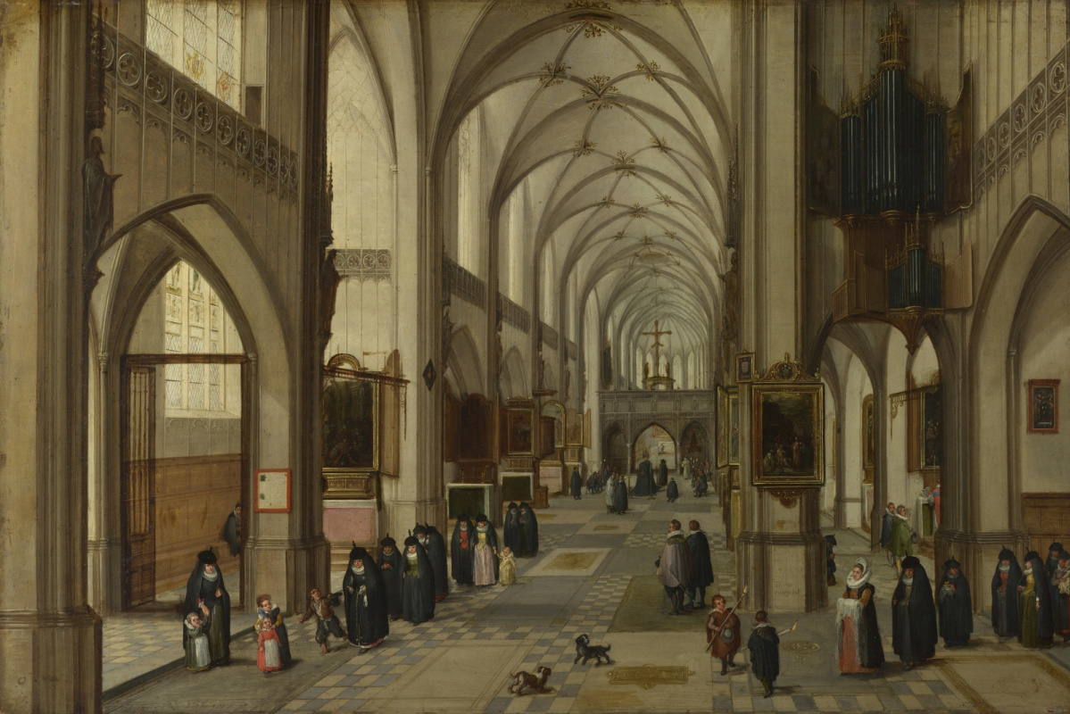 Ян Брейгель Старший. Вид интерьера готического собора на восток. 1604-1615 (совм с Хендриком ван Стенвейком Мл.)